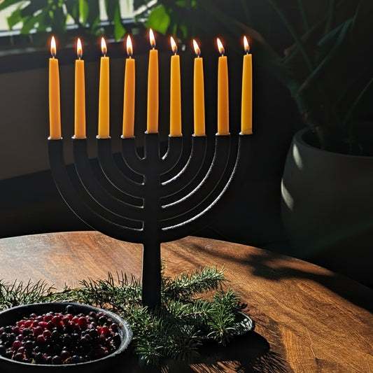 Pure Beeswax Hanukkah Candles - 44 Hand-Dipped Menorah Tapers