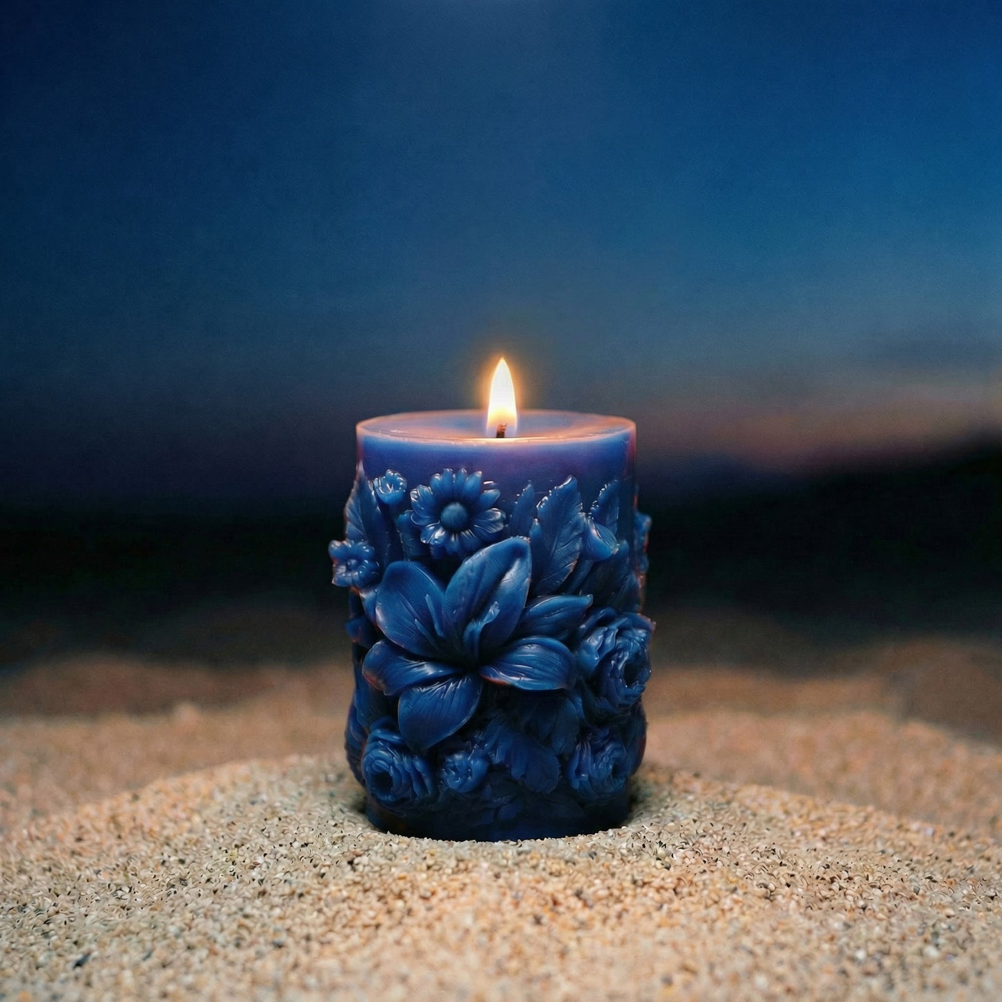 Sculpted Floral Beeswax Pillar Candle