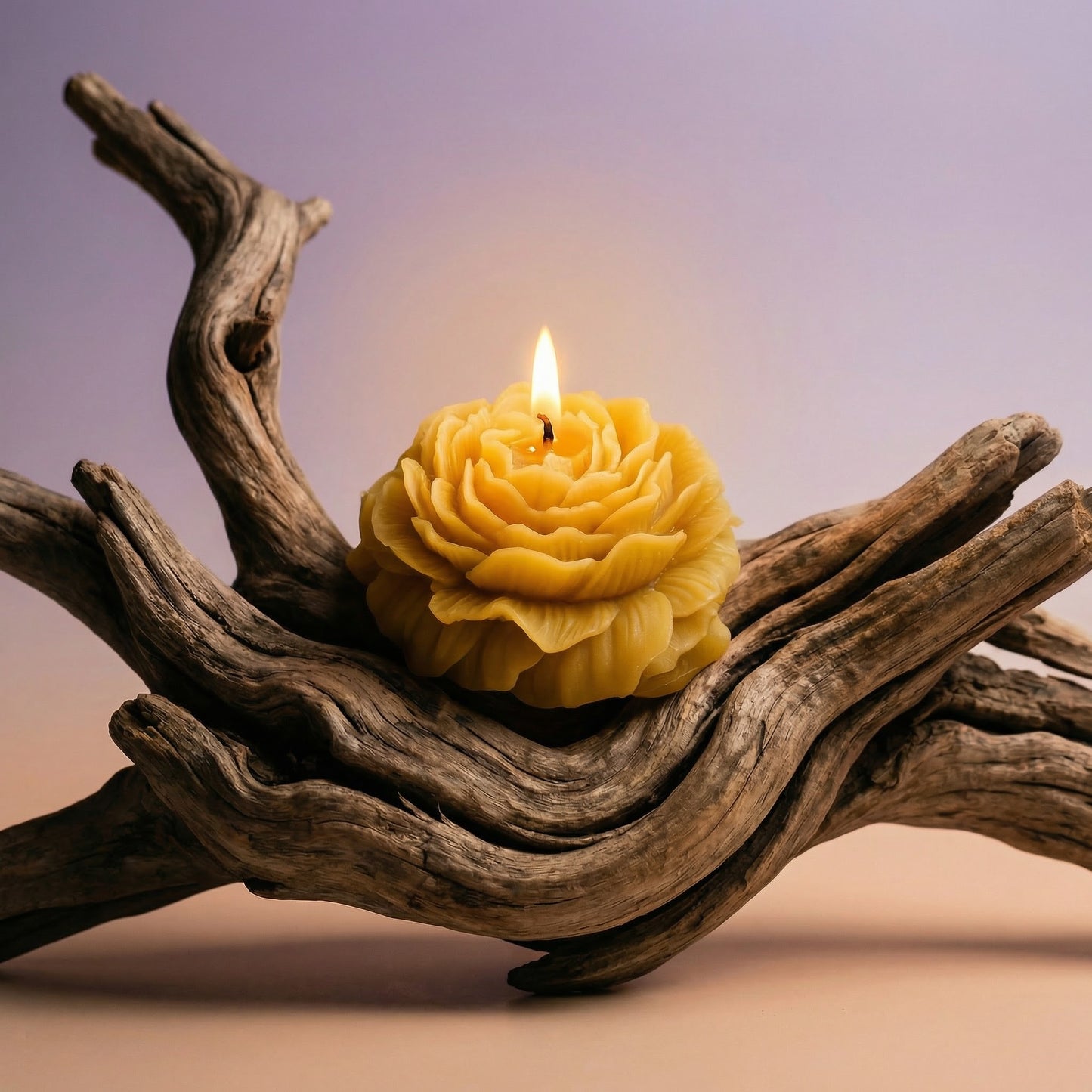 Peony Shaped Beeswax Candle