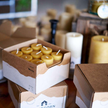 hand-poured beeswax candles all-natural votive candles in the bluecorn mercantile