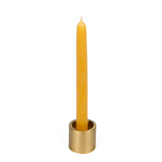 beeswax chime candle in brass holder bluecorn candles