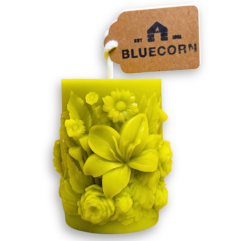 Sculpted Floral Beeswax Pillar Candle