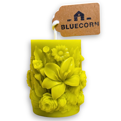 Sculpted Floral Beeswax Pillar Candle