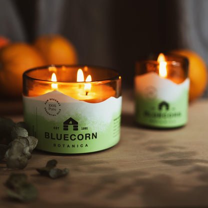 Bluecorn Botanica Beeswax Candles Scented with pure essential oils of eucalyptus and orange
