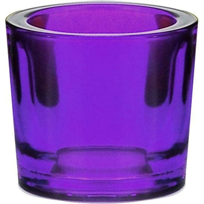 Violet recycled glass candle holder
