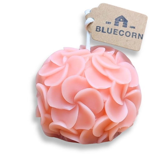 unscented candle shaped like a hydrangea