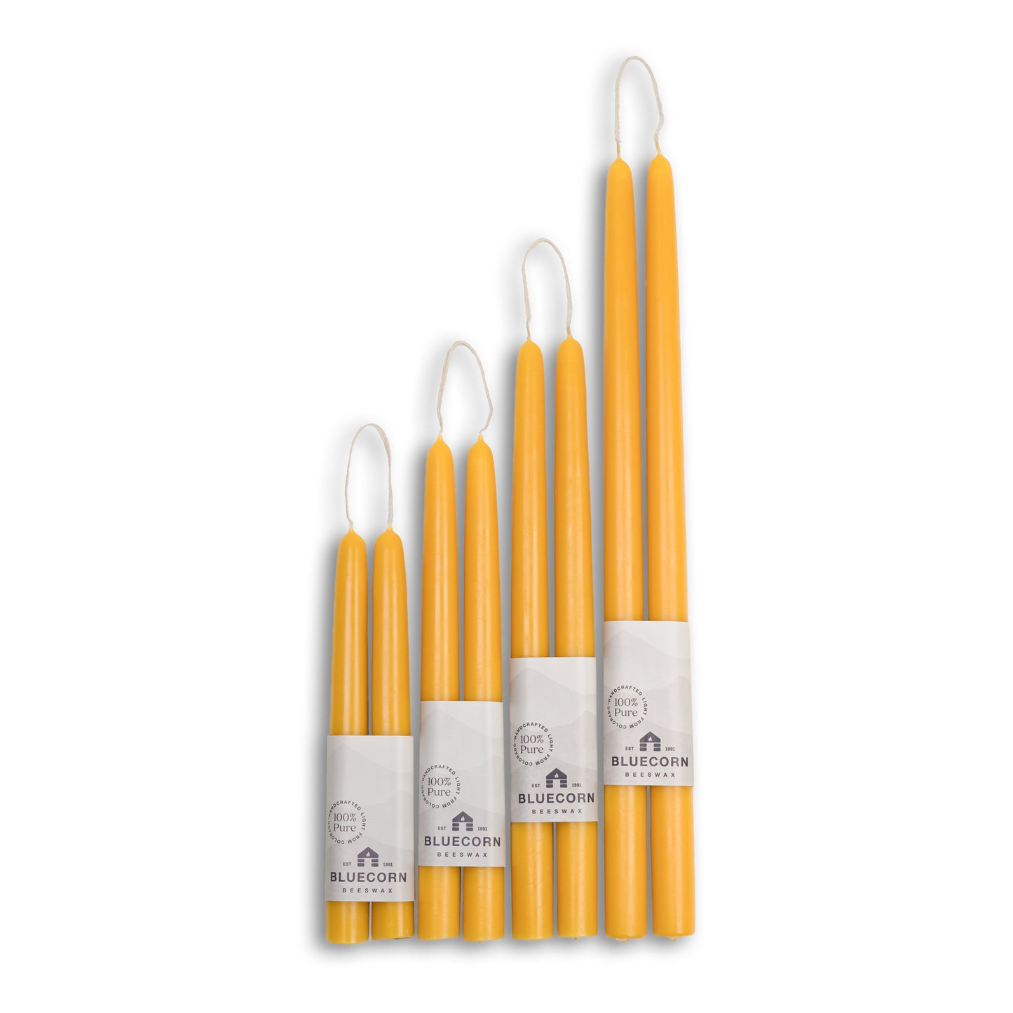 bluecorn candles raw beeswax taper candles in the full range of lengths