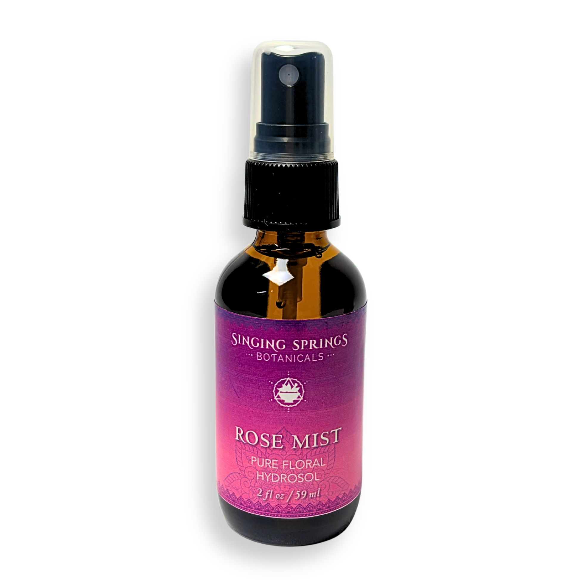 Singing Springs Botanicals Rose Mist spray bottle on a white background