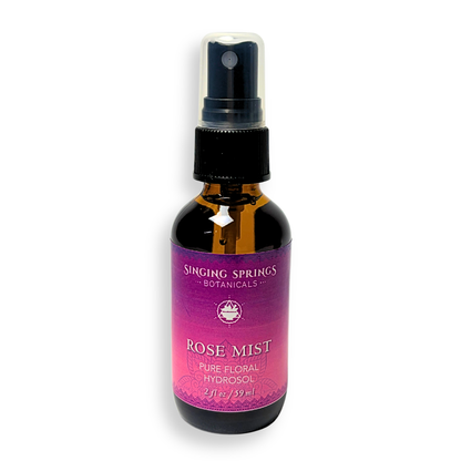 Singing Springs Botanicals Rose Mist spray bottle on a white background