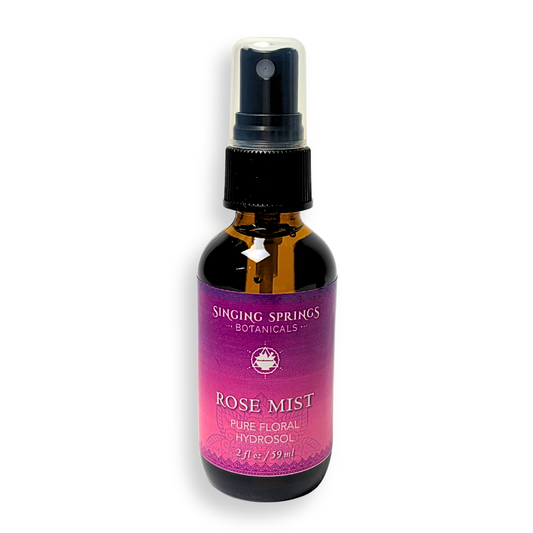Singing Springs Botanicals Rose Mist spray bottle on a white background