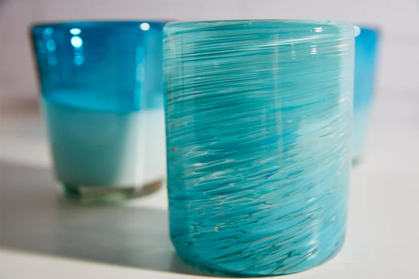 Aqua Mexican Handblown Glasses | Set of 4