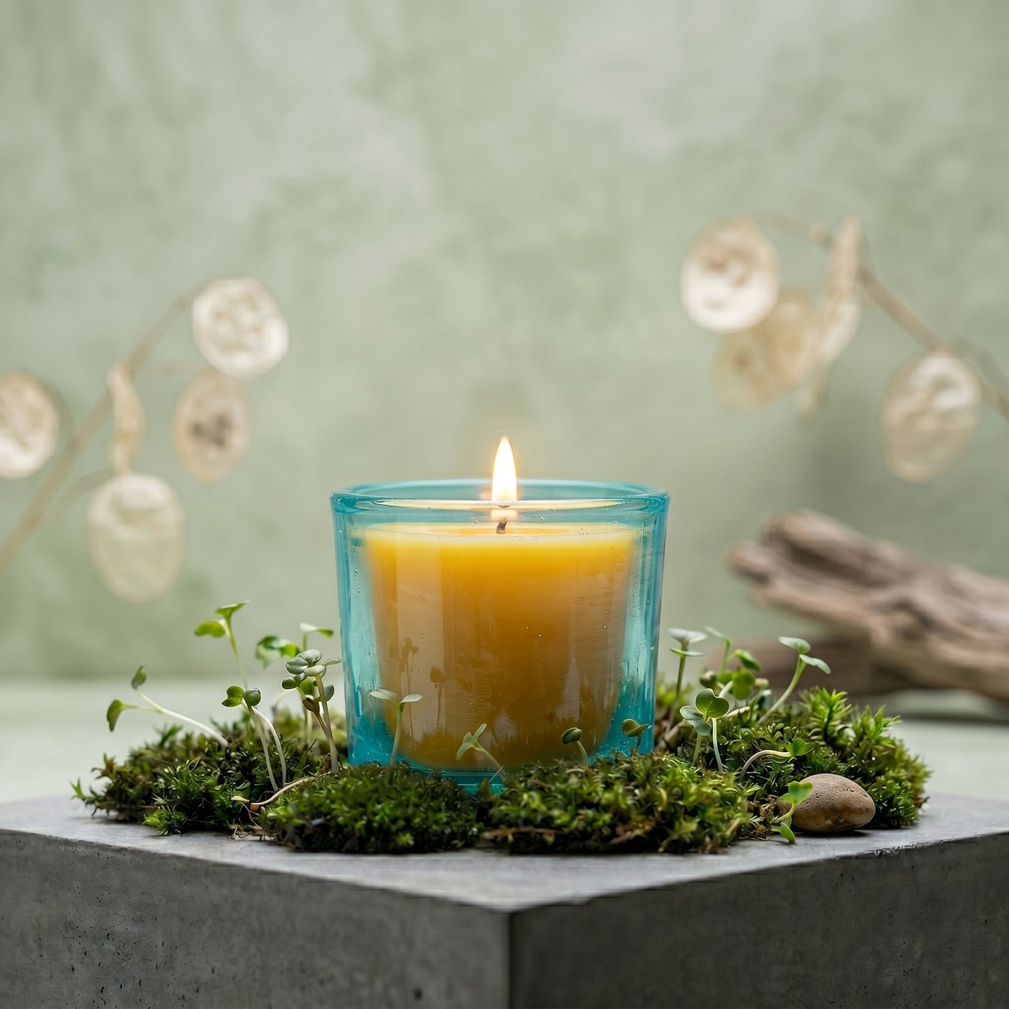 Aqua Votive Candle Holder - 50% Recycled Glass