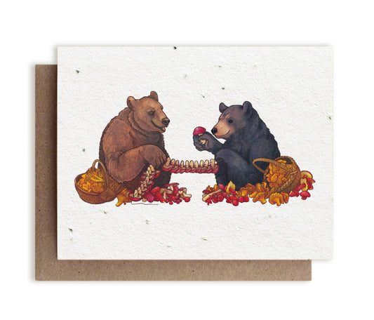 Bears and Mushrooms | Plantable Herb Seed Card - Bluecorn Candles