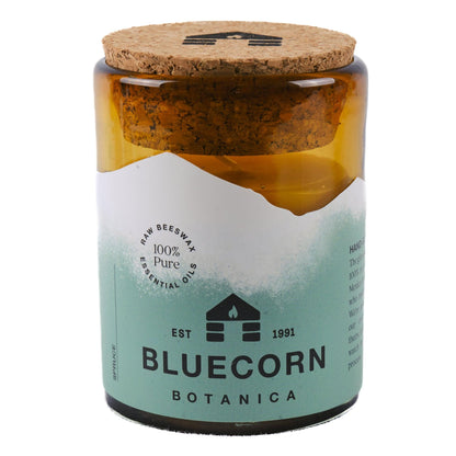 Beeswax Botanica Candle in Blown Glass Gift Box - Bluecorn Candles