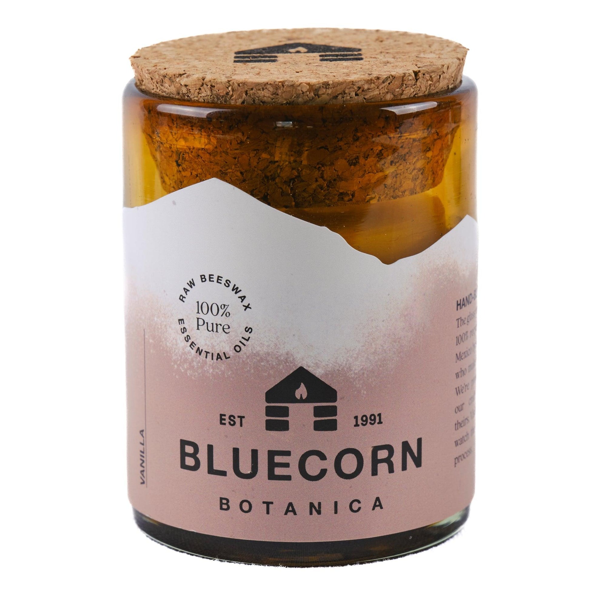 Beeswax Botanica Candle in Blown Glass Gift Box - Bluecorn Candles