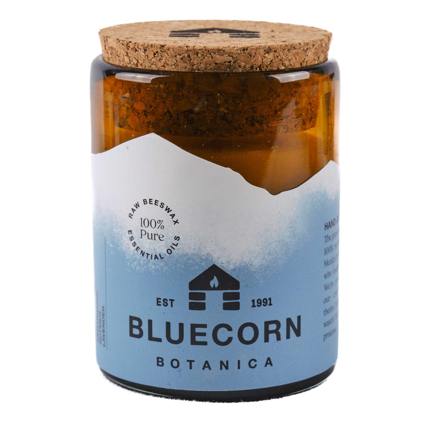 bluecorn candles - scented candle made with beeswax and pure essential oils of cedar wood, nutmeg and lavender