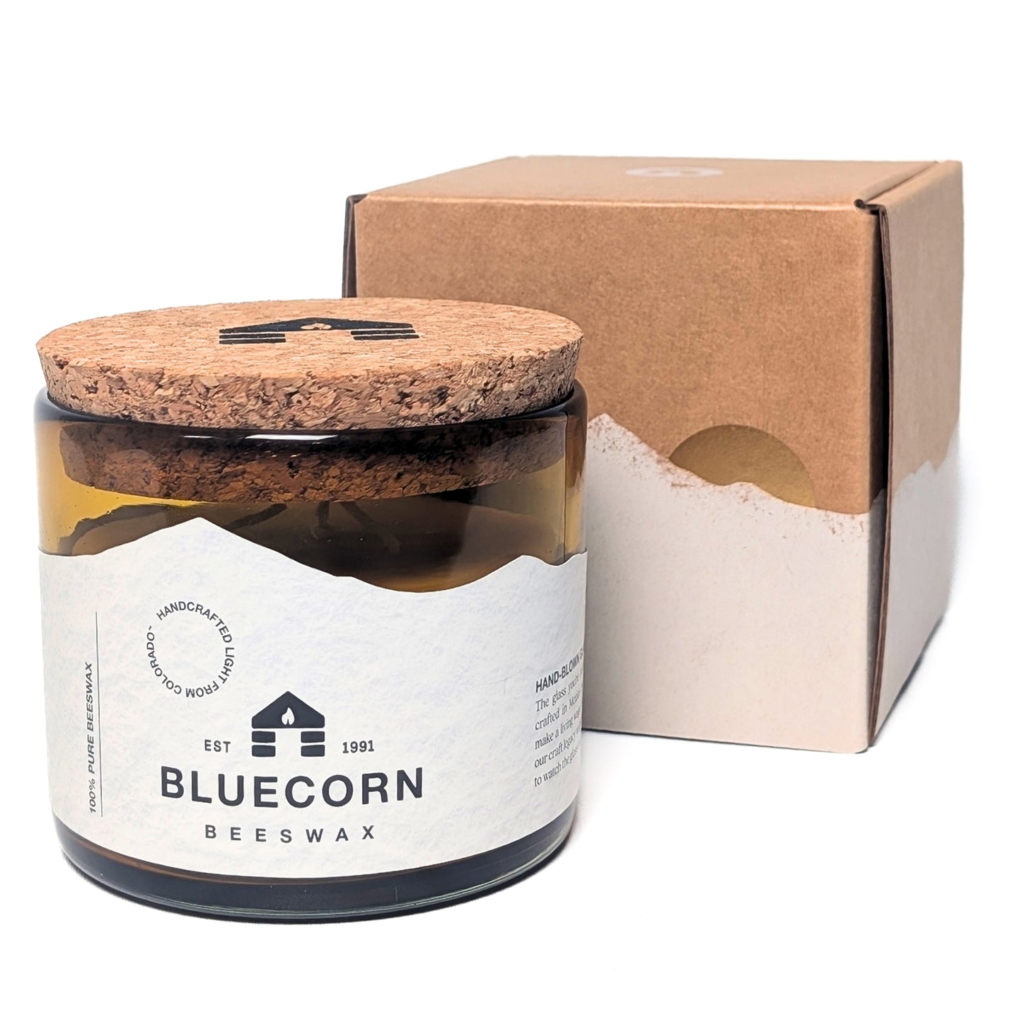 Pure Beeswax Candle in Blown Glass Gift Box