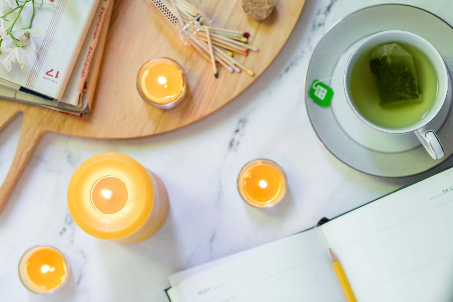 Refillable Beeswax Tea Light Set: 48 Beeswax Refill Candles & 3 Glass Holders