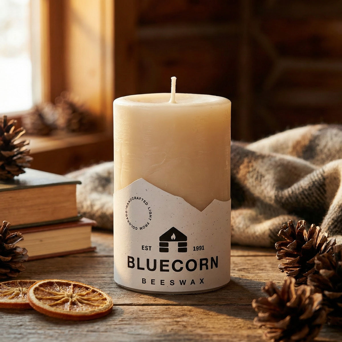 Ivory Pure Beeswax Pillar Candles