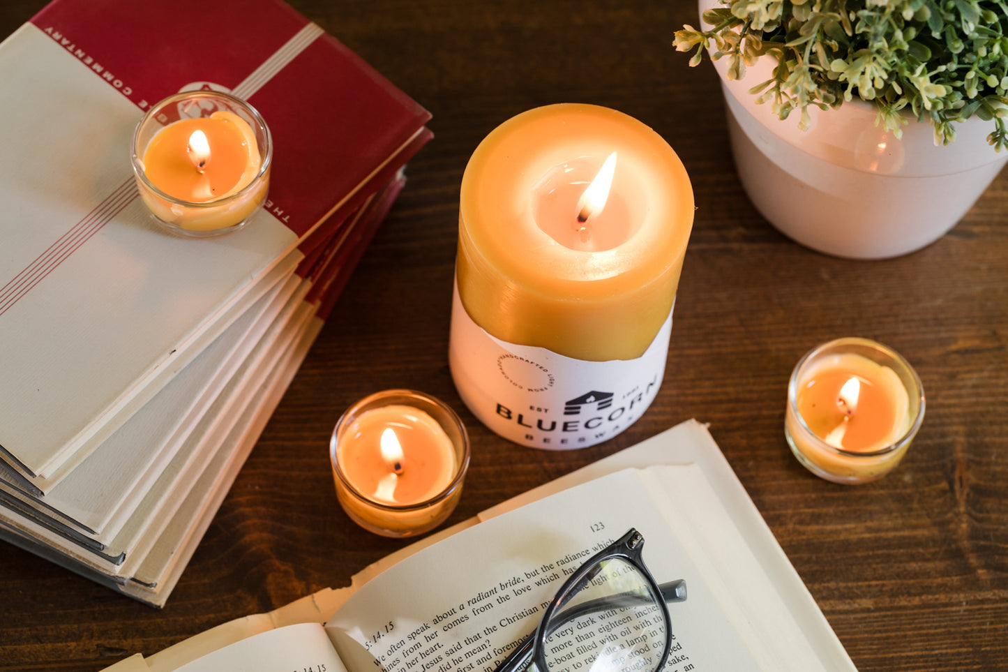 bluecorn beeswax candles pillar and tea lights