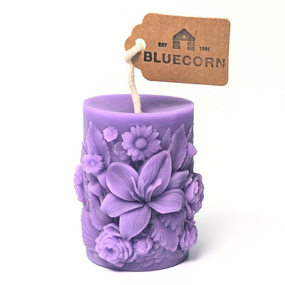 Sculpted Floral Beeswax Pillar Candle