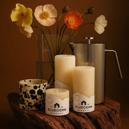 Ivory Pure Beeswax Pillar Candles