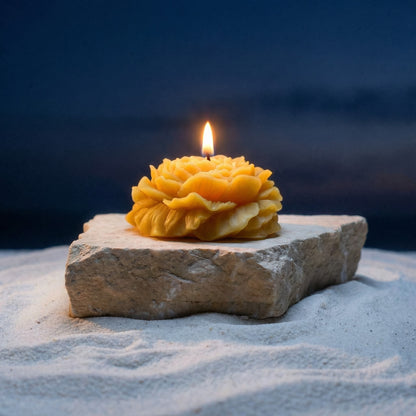 Peony Shaped Beeswax Candle