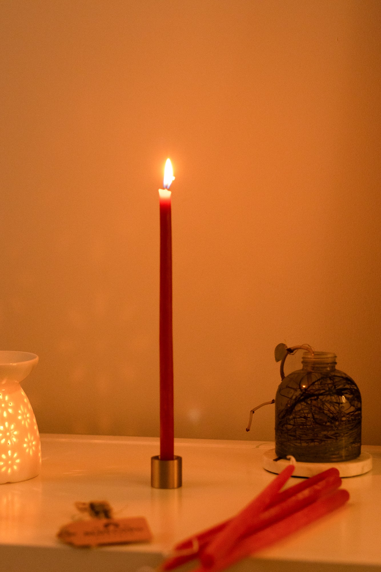 Hand-Dipped Thin Beeswax Tapers