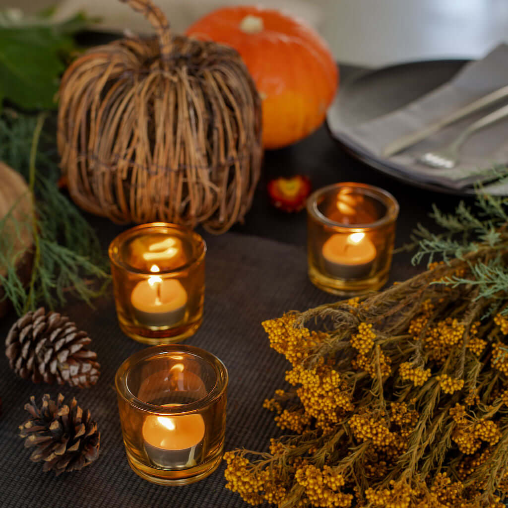 beeswax tea light candles dining table decor 