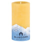 Bluecorn Botanica 100% Pure Beeswax Cedarwood, Nutmeg and Lavender  3" x 6" Scented Pillar Candle. Burn Time: 90 hours. Made with 100% Pure Beeswax, 100% Pure Essential Oils, and a 100% pure cotton wick, no lead. Candles are paraffin free, clean burning and non-toxic. Features Bluecorn Botanica label in Blue printed on 100% recycled paper. Wax is golden in color. 