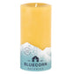Bluecorn Botanica 100% Pure Beeswax Spruce 3" x 6"  Scented Pillar Candle. Burn Time: 90 hours. Made with 100% Pure Beeswax, 100% Pure Essential Oils, and a 100% pure cotton wick, no lead. Candles are paraffin free, clean burning and non-toxic. Features Bluecorn Botanica label in Forest Green printed on 100% recycled paper. Wax is golden in color.