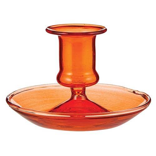 Burnt Orange Glass Taper Holder - Bluecorn Candles