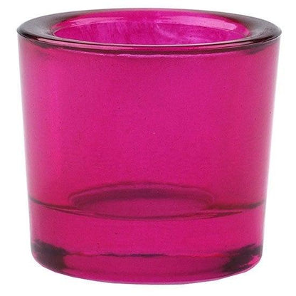 Fuchsia recycled glass candle holder