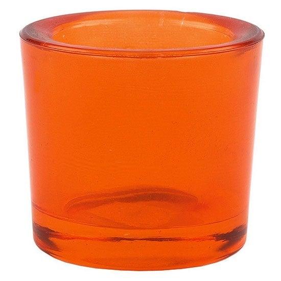 Orange recycled glass candle holder