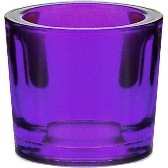 Violet recycled glass candle holder
