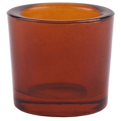 Dark amber recycled glass beeswax votive candle holder