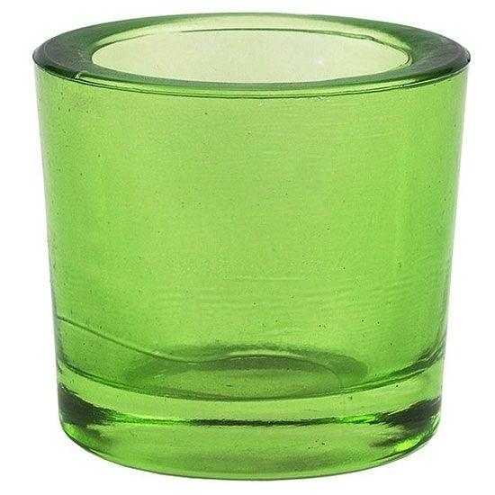 Lime recycled glass candle holder