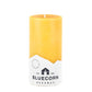 Bluecorn Beeswax 100% Pure Beeswax 3" x 6" Raw Pillar Candle. Burn Time: 90 hours. Made with 100% Pure Beeswax, wax is golden in color with a light honey scent. Made with 100% pure cotton wick, no lead and paraffin free. Clean burning and non-toxic. Features Bluecorn Beeswax label printed on 100% recycled paper. Clearance items might have an odd blemish or air bubble, but will still burn beautifully.