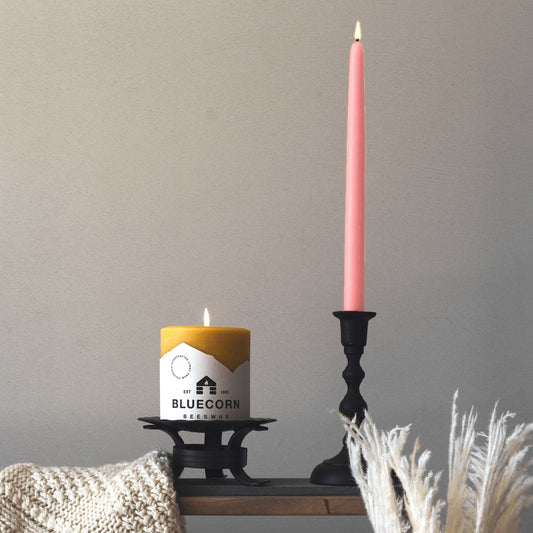 Dusty Rose - 12" Hand-Dipped Beeswax Taper Candles - 1 Pair