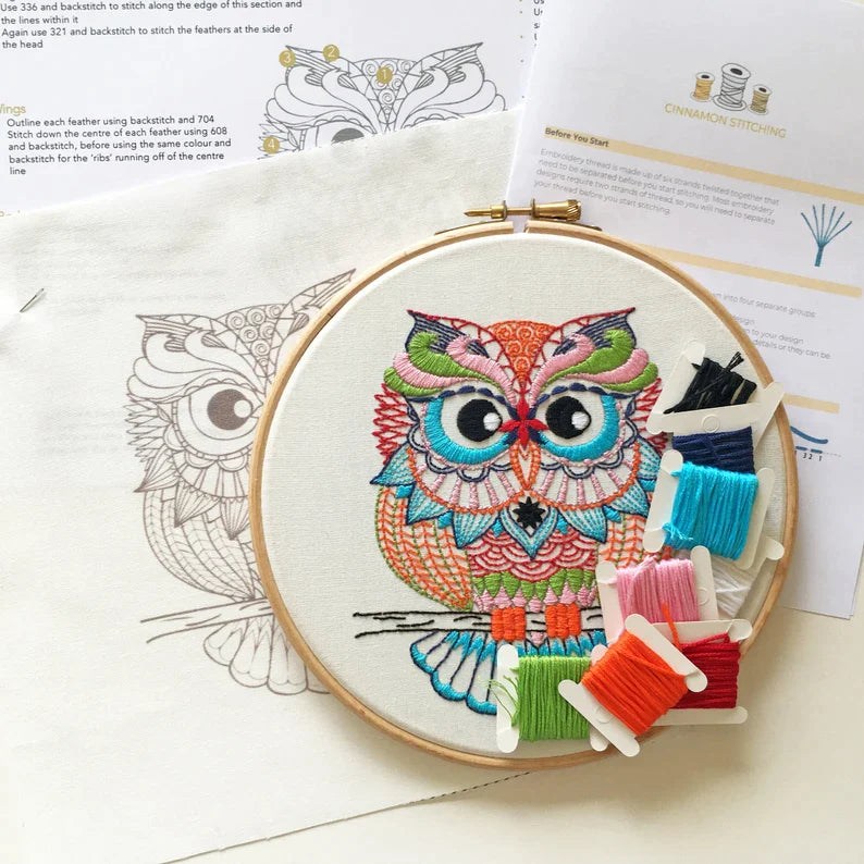 Embroidery Kit - Owl - Bluecorn Candles