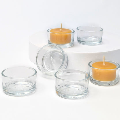 clear glass tea light candle holders with pure beeswax tealight candles bluecorn