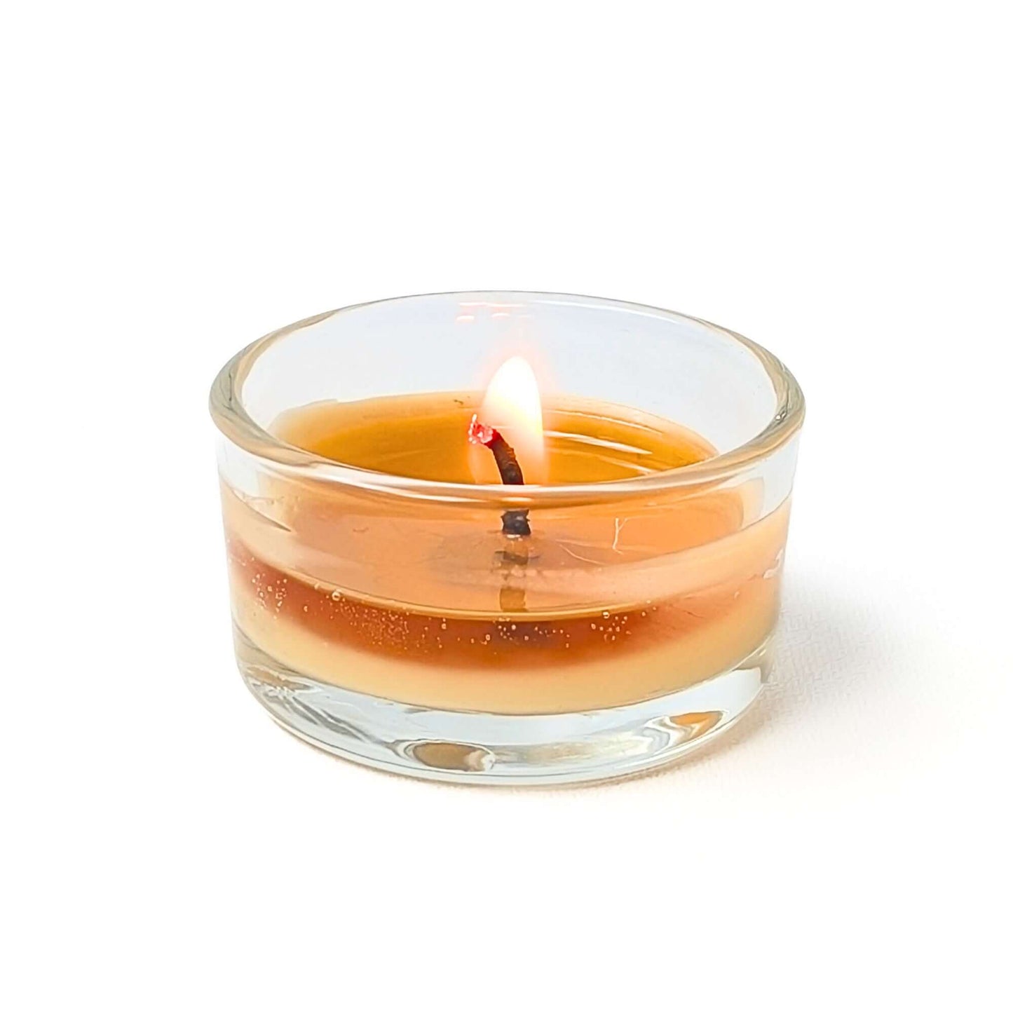 pure beeswax tea light in refillable glass holder bluecorn
