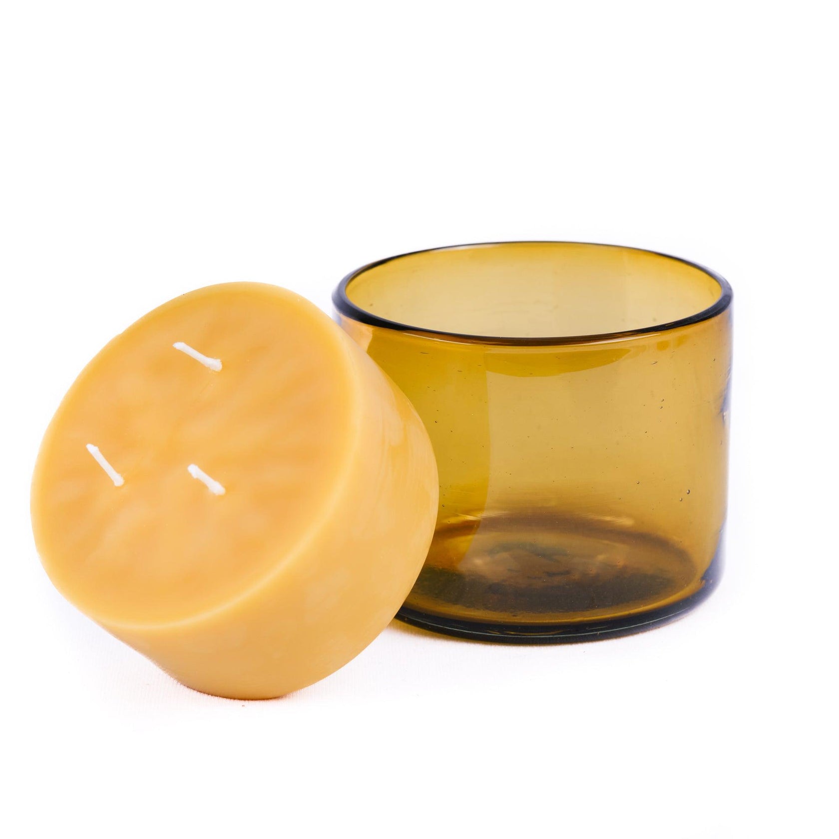 Pure Beeswax Refill Candle for Blown Glass Holder Bluecorn Candles
