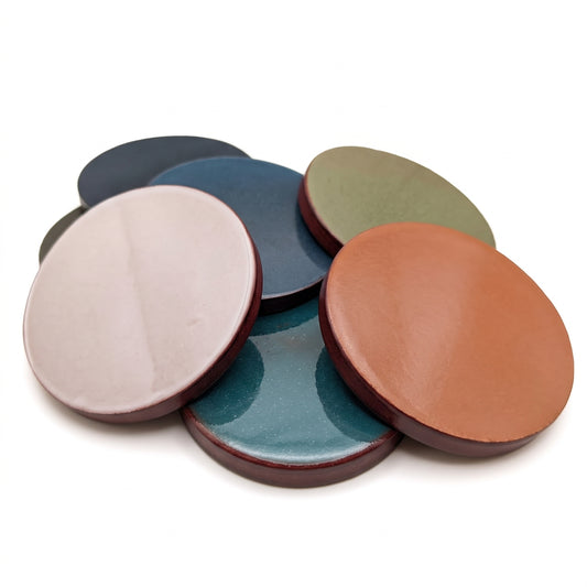 pillar bases made locally by particular tile for bluecorn beeswax cotton, lapis, sage, down to earth and tidepool colorways