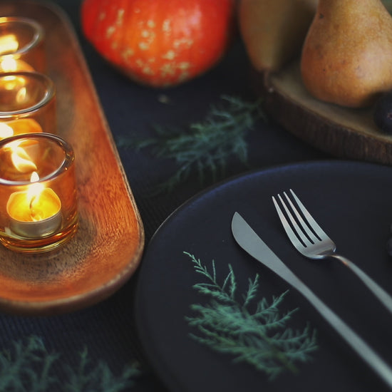 beeswax tealights in metal cups burning on fall table bluecorn candles
