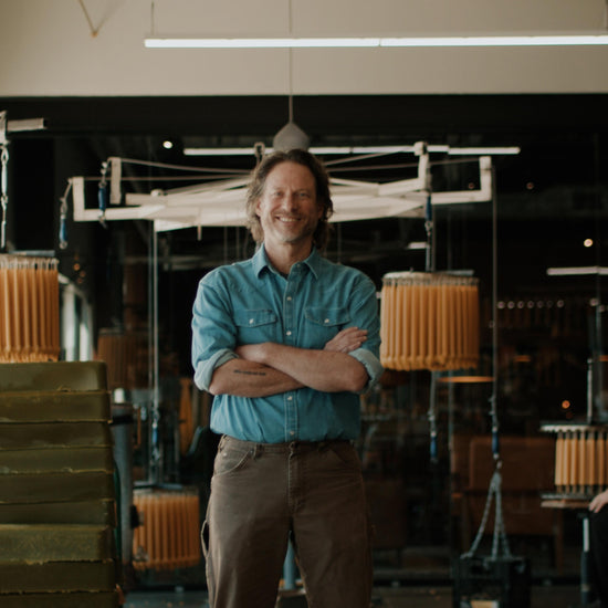 bluecorn beeswax candles founder jon kornbluh in the colorado workshop