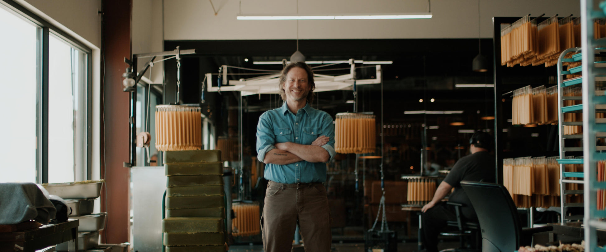 bluecorn beeswax candles founder jon kornbluh in the colorado workshop