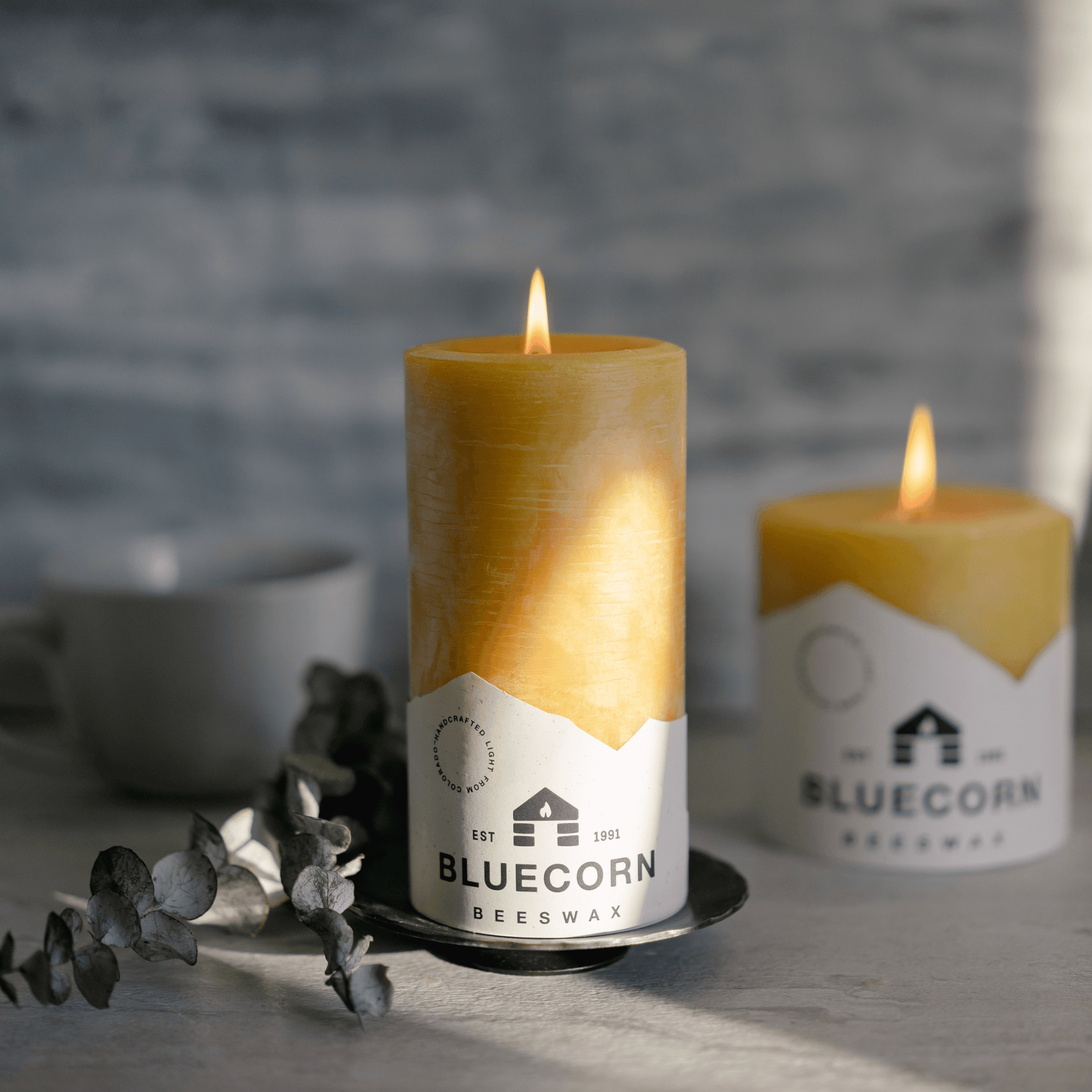 Bluecorn Beeswax 100% Raw Beeswax Candle in 50% Recycled Glass (3 Dia. x 5 Tall) 85 Hour Burn Time (1, Clear)