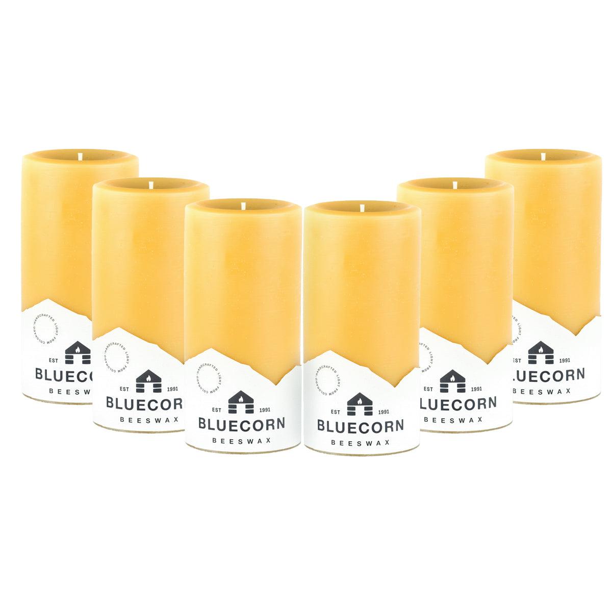 Bluecorn Beeswax 100% Pure Beeswax Aromatherapy Pillar Candle (3x6, Uplifting: Lavender, Geranium & Tangerine.)