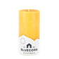 Bluecorn Beeswax 100% Pure Beeswax 3" x 6" Raw Pillar Candle. Burn Time: 90 hours. Made with 100% Pure Beeswax, is golden in color, with a light honey scent. Made with 100% pure cotton wick, no lead and paraffin free. Clean burning and non-toxic. Features Bluecorn Beeswax label printed on 100% recycled paper.